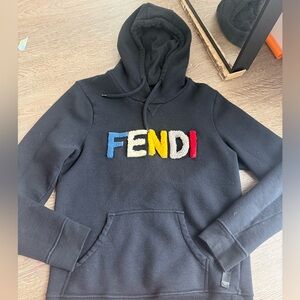 Fendi Black hoodie with colorful Logo